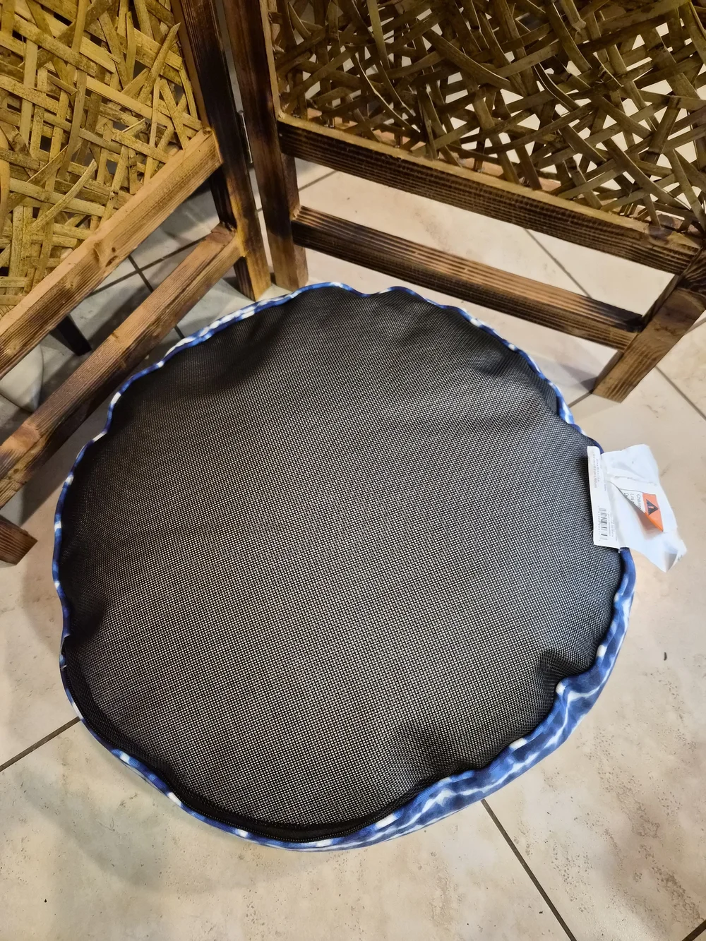 Round Blue Tie-Dye Floor Cushion/Ottoman - Home Accents NWT